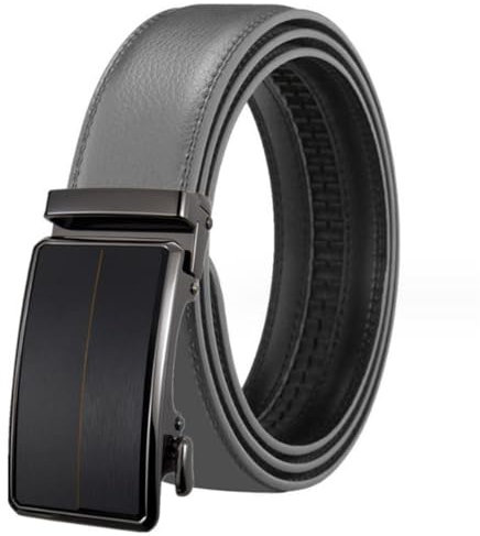 Yorggvel Herren Automatik Gürtel Echt Leder,Männer Anzug Business Ledergürtel,Ratsche Legierung Schnalle,Breite 3.5CM,Mehrfarbig (grau, Länge 115cm)