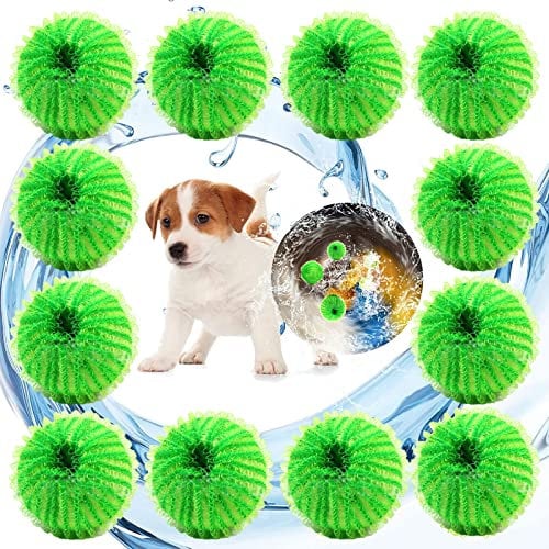 VidFair 16 Pieces Lint Balls Pet Hair Remover Washing Balls Dog Hair Catcher Washing Ball Lint Paw Hair Catcher Washing Machine Lint Balls for Washing Machine Dryer (Green)
