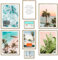 ARTFAVES® Poster Set - SUMMER VIBES - mehrteilige Wanddeko Wohnzimmer & Schlafzimmer - 8 moderne Wandbilder Sommer, Strand, Meer, Palmen, Surf, Beach, Ocean - mit Rahmen Eiche