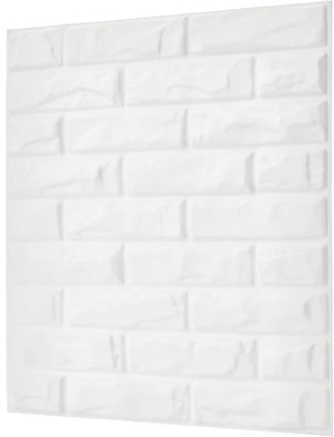NOVECRAFTO Brick Effect 3D Wall Panels - Pack of 10 Interior Cladding Sheets Covering 26.91 sqft | 2.5 sqm | 3D Wall Tiles Classic Brick Design in Matt White-Size 19.7X 19.7in / 50x50cm