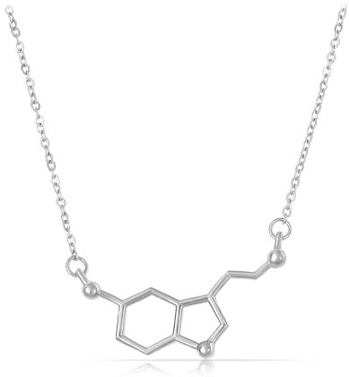 Made by Nami Serotonin Anhänger Kette Damen Silber Edelstahl 40 cm lang mit 5 cm Verstellkette Geschenk für Frauen