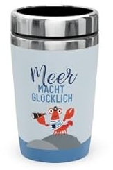 Thermobecher Isolierbecher Thermo Kaffeebecher To Go 240ml (Krabbe - Meer macht glücklich)