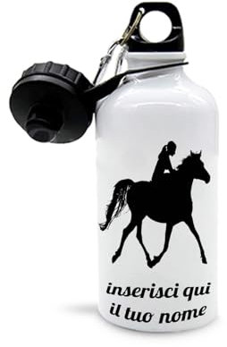 Mr. Gadgets Gourde personnalisable avec nom différents modèles-Sport- Adulte 500ml (Équitation Femme)