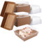 AHAQU 100PCS Cake Slice Boxes, 12cm Small Cake Boxes with Clear Lids, Square Disposable Food Containers Takeaway Boxes for Cupcake, Sandwich, Dessert, Cookie, Bakery- Brown