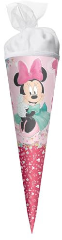 ROTH Schultüte klein Disney Minnie Mouse 22 cm - rund, Tüllverschluss - Zuckertüte Disney Minnie Mouse Schulanfang