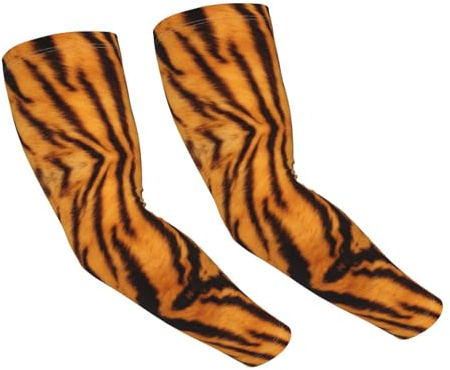 LKLDDPZB Tiger-Streifenmuster-Druck, Erwachsene, Eisseide, Sonnenschutz, Armstulpen, Volldruck, atmungsaktiv und leicht, Unisex, Schwarz , One size