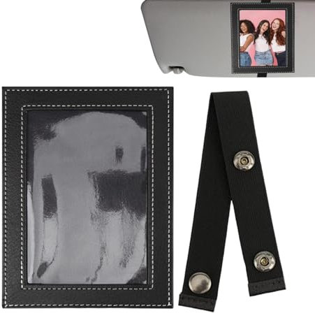Cadre Photo pour Pare-Soleil de Voiture en Cuir PU | Porte-Photo Décoratif pour Papa, Grand-père, Anniversaire, Fête