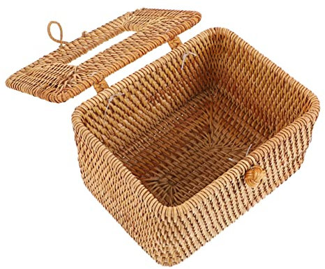 IMIKEYA Natural Woven Rattan Tissue Box Cover for Home Decor Handmade Multi-functional Box for Desktop Storage for Living Use