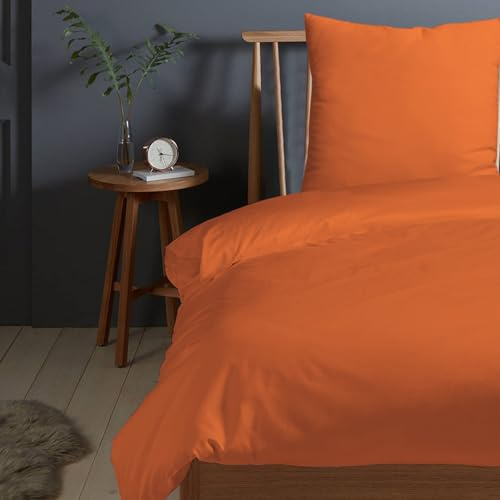 Pizuna Bettwäsche 155x220 + 80x80 Baumwolle Gebranntes Orange 400 Fadenzahl | 2-Teilig 100% Langstaple Baumwolle Bettbezug und Kissenbezug, Mako Satin Bettwäscheset 155x220 + 80x80 Mako Satin