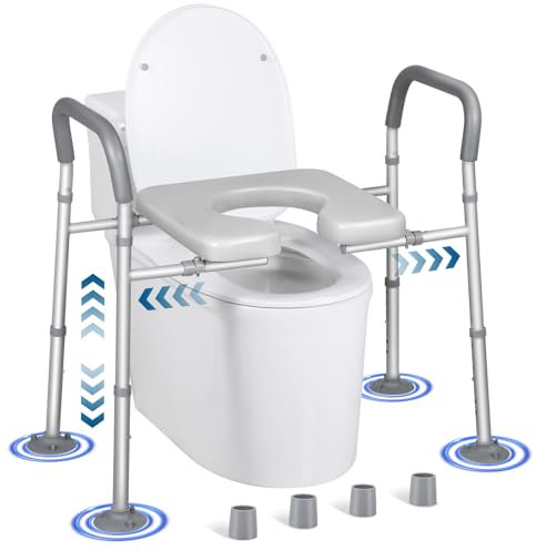 LOLLIDO Siège de toilette surélevé de 227 kg avec poignées - Largeur et hauteur réglables - Rehausseurs de siège de toilette surélevé pour personnes âgées - Réhausseur de toilettes multi-usage