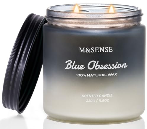 M&SENSE Blaue Obsession Grapefruit Zedernholz Duftkerze im Glas für Männer mit 2 Docht 330g 70 Std. lang anhaltend Sojawachskerzen männliche Kerzen für Weihnachtensgeschenk MSSDOEU1O3 MagicChristmas
