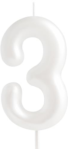 Hongplus Macaron Geburtstagskerze Nummer 3 – weiße Happy 3 Birthday Kerzen für Kuchen, Kuchendekoration, Dekorationen für Mädchen, Pastell, süß, 3 Geburtstagsparty-Dekorationen