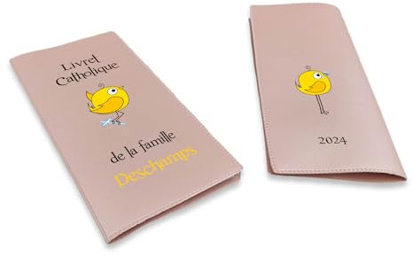 Protège Livret de Famille Personnalisé - Livret de Famille Catholique Oiseau – Élégance et Protection avec notre article fabriqué et personnalisé en France - SP0203a (Nacré Rose)