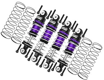 GPM Racing Aluminium 6061 Alloy Front (32mm) & Rear (36mm) Shock Set for LOSI 1/24 Micro-B 2WD Buggy RTR-LOS00007 Upgrade Parts - Purple