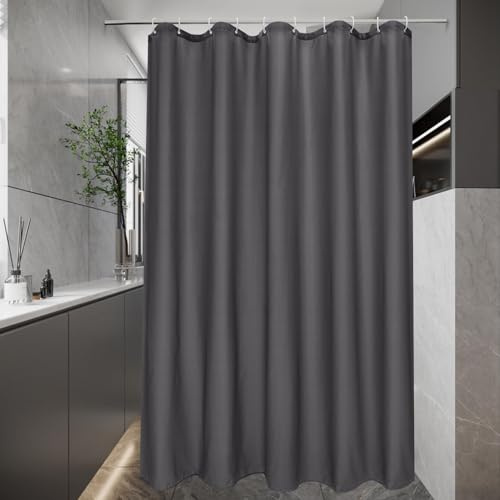 EurCross Rideau de douche 150x200 cm en textile imperméable, gris foncé, séchage rapide, anti-moisissure, lavable, tissu en polyester pour salle de bain avec 10 anneaux