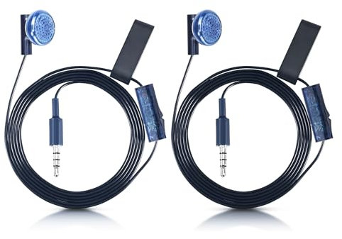 Flylin 2Pcs Mono Gaming Earphone, In-Ear Headphones Headset with 3.5mm Plug and Clip, Gaming Headphone for PS4 Controller (Translucent Blue)