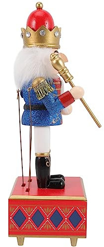 LALADEFIEE Caja De Música De Cascanueces Navideños 32 Cm Madera Azul Decoración Navideña para Sala y Hogar Adorno Musical De Navidad