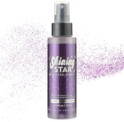 LOPHE Spray Brillantini Glitter, Glitterato Spray per Corpo Viso, Brillantini Corpo Vestiti per Capelli, Ultra Fine, Body Shimmer per Festival di Halloween, Club, Feste (100ml, Viola)