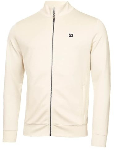 Calvin Klein Mens Concord Full Zip Stretch Soft Sweater - Turtledove - XL