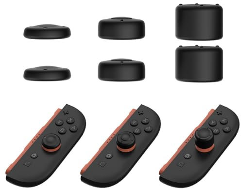 GIOPUEY Capuchon Joystick Compatible avec Nintendo Switch 2, 6 Pièces Silicone Joystick Thumb Stick Grips Cap Coque étui de Protection，Souple Antidérapant - Black