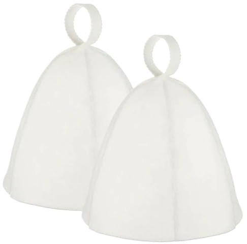 ZONSHJDKR 2Pcs Vaporarium Hat Heat Insulation Felt Bath Cap Bathroom Sauna Accessories Natural Felt Sauna Accessories Cap(White)