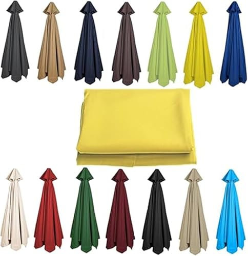 Genérico Tela Sombrilla 6/8 Varillas, 6.5 | 8.8 | 9.8ft Repuesto Sombrilla, Recambio Sombrillas Resistente Y Grueso. para Sombrillas De Terraza, Extraíble Lavable (Amarillo,8 Ribs-3m(9.8ft))