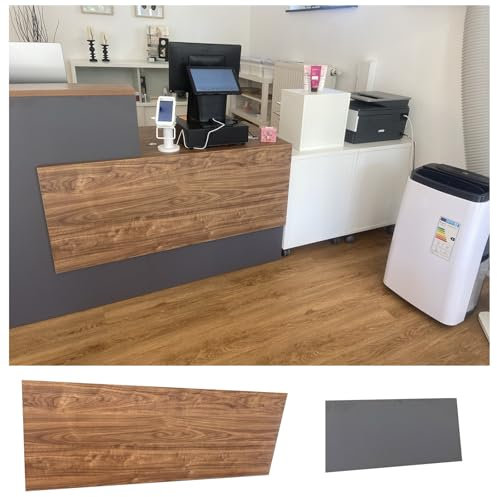 Empfangstheke Holz mit abschließbaren Schubladen, Rezeptionstisch mit KabelmanagementHolz für Büro & Kosmetikstudio, perfekt als L-Form Empfangstresen oder Büro(Black White-Right,160*60*105cm)