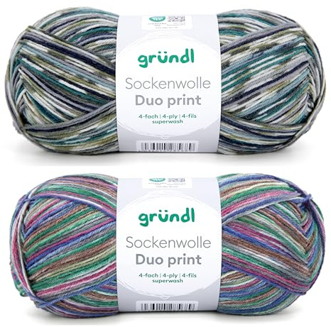 Gründl Wolle Sockenwolle Duo 2 Knäuel 100 g, grün-blau