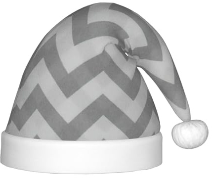 RRhgipp Weihnachtsmütze mit grauen Wellenstreifen, Weihnachtsmannmütze, Kindermütze, Kostüm, festliche Kopfbedeckung, Weihnachtszubehör, Geschenke