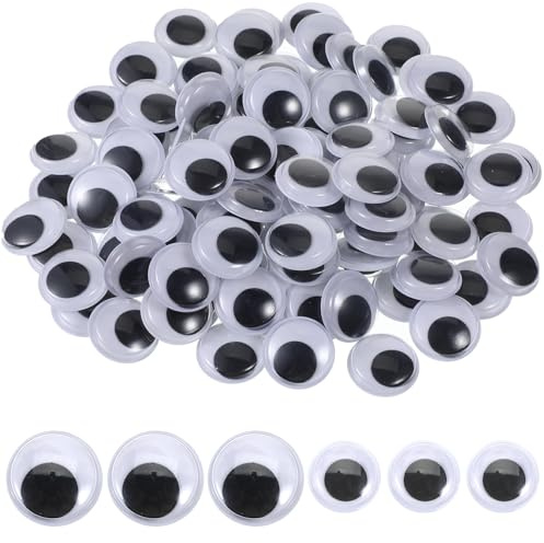 TIESOME 200 Stück Wackelaugen Selbstklebend, Kunststoff Puppe Augen Wackelaugen zum Basteln Größe klebeaugen Kulleraugen Selbstklebend Wiggle Eyes Augen für DIY Handwerk Scrapbooking Puppenzubehör