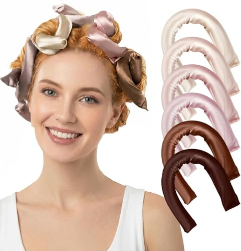 6Pcs Heatless Curlers Long Hair - Overnight Heatless Curls to Sleep in for Women, Soft Hair Curler without Heat for Straight & Wavy Styles, Alternative to Thermal Tools
