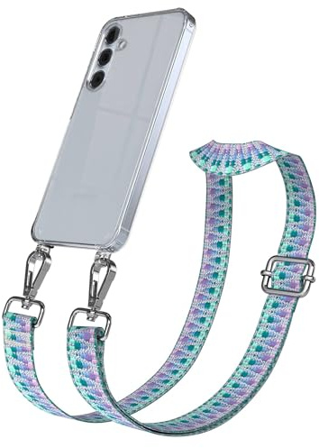 EAZY CASE Handykette - Verstellbares Taschenband kompatibel mit Galaxy A55, Schulterriemen, Handykordel mit Silikon Hülle, Umhängetasche, Einhorn Silber