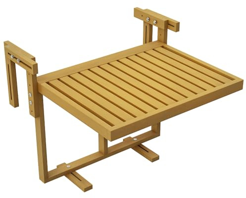 Outsunny Tavolino da Balcone Pieghevole Regolabile 40.5-55cm Color Legno