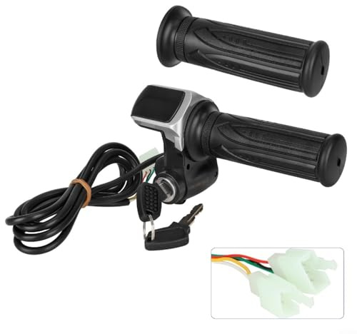 Acceleratore per scooter elettrico da 36 V 48 V con display LCD e blocco chiave, impugnatura per manubrio con controllo della velocità per bici elettrica (48 V, nero)