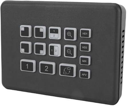 LICAEVEY 2x1 Live-Streaming-Video-Mixer-Umschalter, 1080p HDMI-Eingangs-Capture-Karte mit HDCP 1.4 Digital Audio Mixer für Gaming-Konferenzen (EU-Stecker)