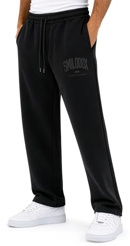 SMILODOX Jogginghose Herren Oswin, Oversized Fit Trainingshose mit elastischem Bund & verstellbarem Kordelzug, Logo-Print, praktische Seitentaschen, Lange Sporthose für Freizeit und Sport