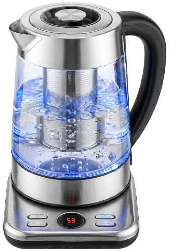 HOMCOM Electric Kettle 1.7L Fast Boil 3KW UK Strix Thermostat Silver Tone | Water Kettle, Tea Infuser, Keep Warm Function, Auto Shut-off, Boil-Dry Protection