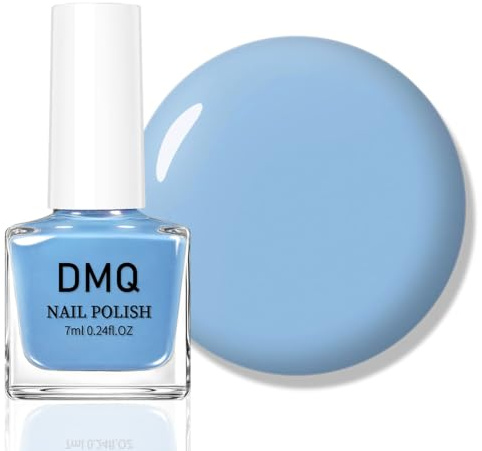 DMQ Baby Blue Nail Polish - Breathable Quick Dry Blue Nail Varnish - Spring Summer Pastel Nail Polish Gel - Long-lasting & Chip-resistant For Women DIY Manicure at Home - No Need UV Cure