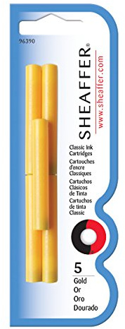 Sheaffer 96390 Skrip Classic Ink Cartridge for Fountain Pen - Gold (Pack of 5)
