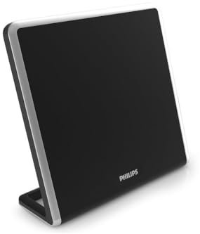 Philips SDV7220 Antenne TV Numérique d'Intérieur avec Réception Signal 360 Degrés, Amplificateur 49dB, sans Interférence, Noir