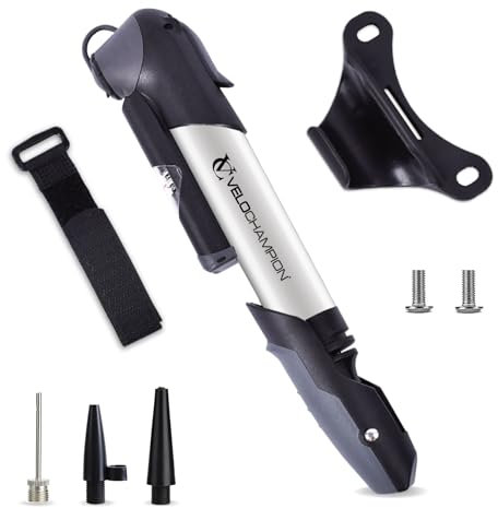 VeloChampion Mini-Fahrradluftpumpe für alle Ventile. Kleines, leichtes, kompaktes All-Bike, Presta, Schrader, Dunlop-Ventil, kompatibel mit Mountainbike, Rennrad, BMX (Legierung 9 Pumpe)