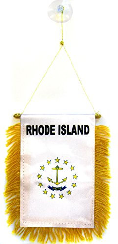 AZ FLAG - Wimpel Rhode Island - 15x10 cm - Bundesstaat Rhode Island Mini Flagge 10 x 15 Cm - Auto Pennant Spezielle Auto