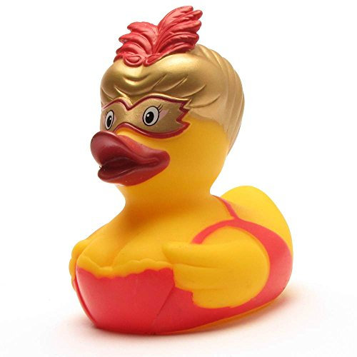 Duckshop I Badeente Venzianischer Kanreval Frau in Gold I Quietscheente I L: 8 cm