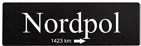 Deko Shabby Chic Schild Nordpol Vintage Holz Türschild in schwarz zum Kleben