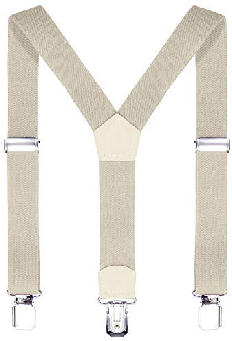 DonDon Kinder Hosenträger beige 2 cm schmal längenverstellbar für eine Körpergröße von 80 cm bis 110 cm bzw. 1-5 Jahre