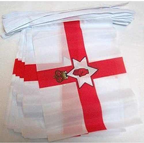 AZ FLAG Guirnalda 6 Metros, 20 Banderas de Irlanda del Norte 21x15 cm, Bandera Norirlandesa 15 x 21 cm - Banderines