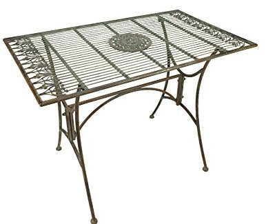 Crispe home & garden Almeria Gartentisch 100x60 cm | Metall Tisch antikgrün Landhausstil | wetterfest & pulverbeschichtet | Terrassentisch Balkon Gartenmöbel