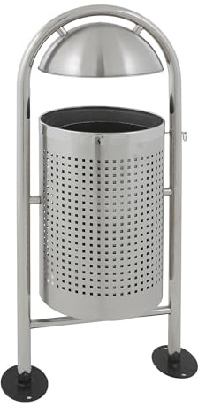 kaiserkraft | Abfallsammler mit Regendach | Volumen 27 l | HxØ 1150 x 350 mm | Edelstahl | matt | Volumen 27 l, HxØ 1150 x 350 mm, Edelstahl, matt