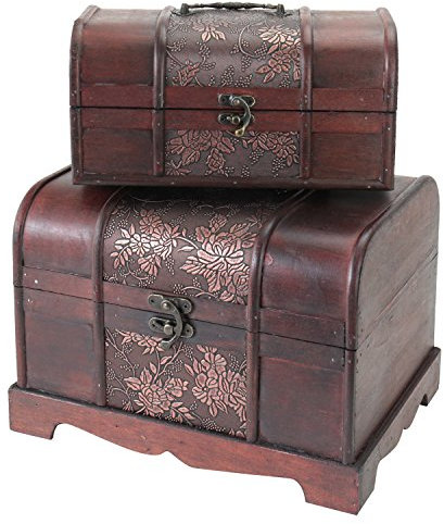 HMF 6411700 Schatztruhen aus Holz | 2er Set | Versch. Größen | Japan
