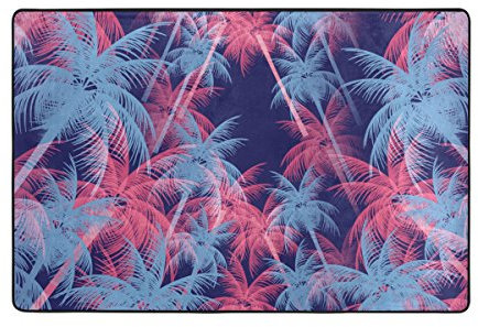 MNSRUU Teppich, 183 x 122 cm, Retro-Design, Tropische Palme, leicht, rutschfest, für Wohnzimmer, Kinderzimmer, Schlafzimmer